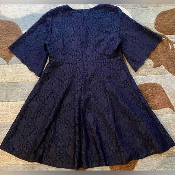 Zara Navy Embroidered Lace A-line Mini Dress - Picture 3 of 6